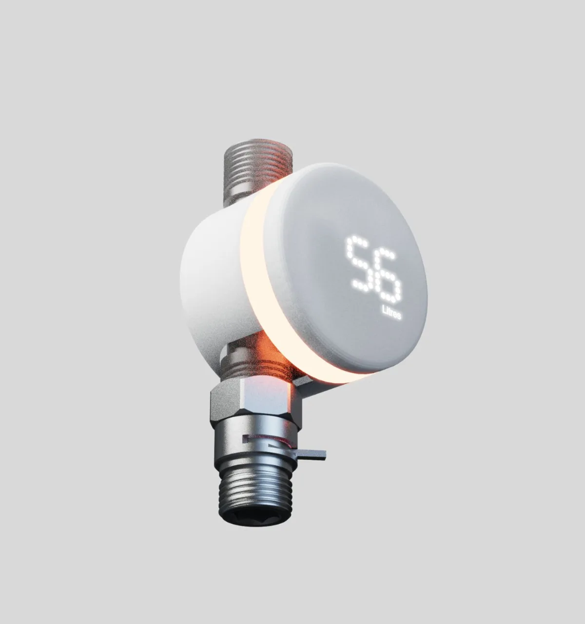 Le Molleaumètre, capteur IoT à anneau lumineux installé sur un flexible de douche